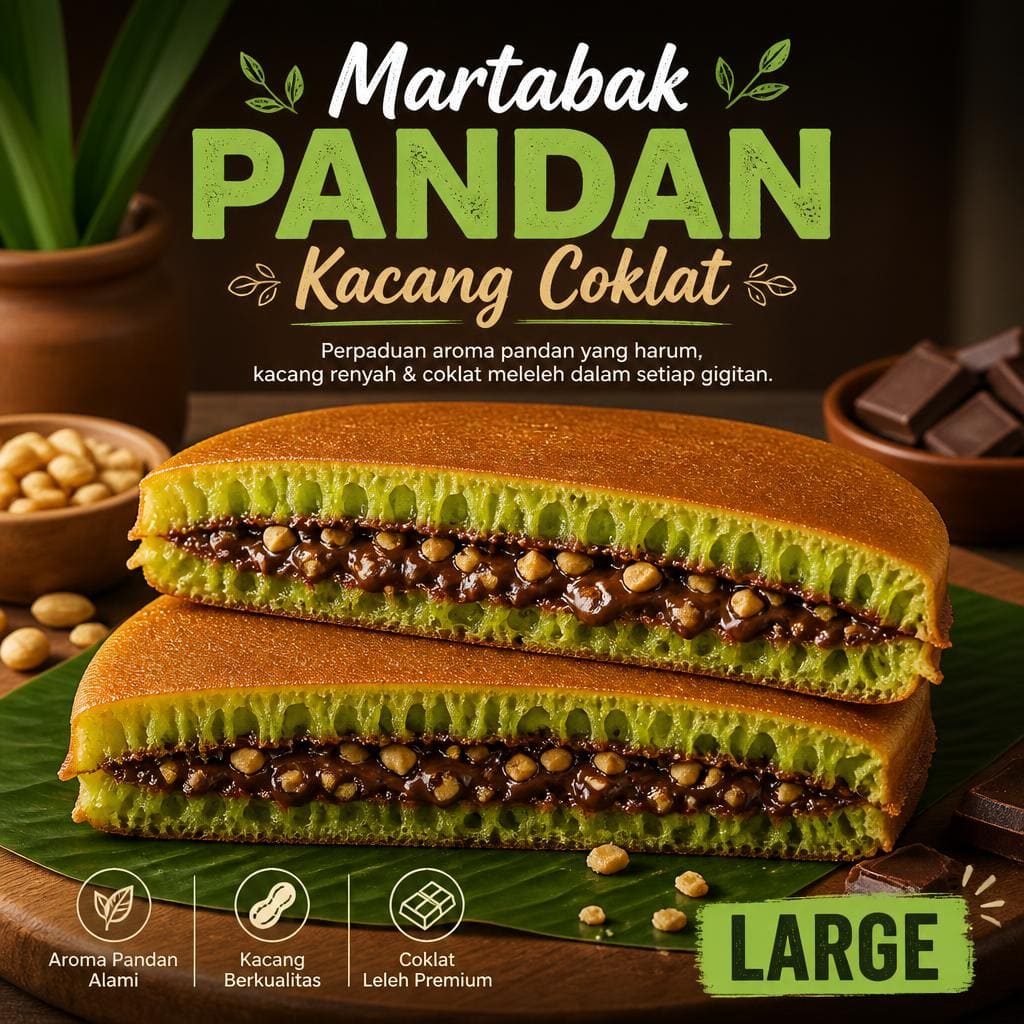 Pandan Kacang Coklat Large Martabak 999 Asli Bandung
